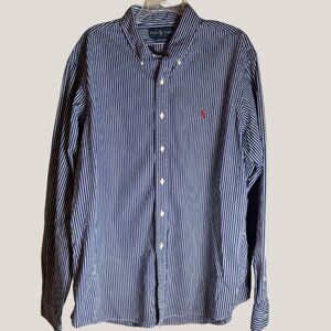 Men's Polo Ralph Lauren Blue/White Striped Oxford Shirt